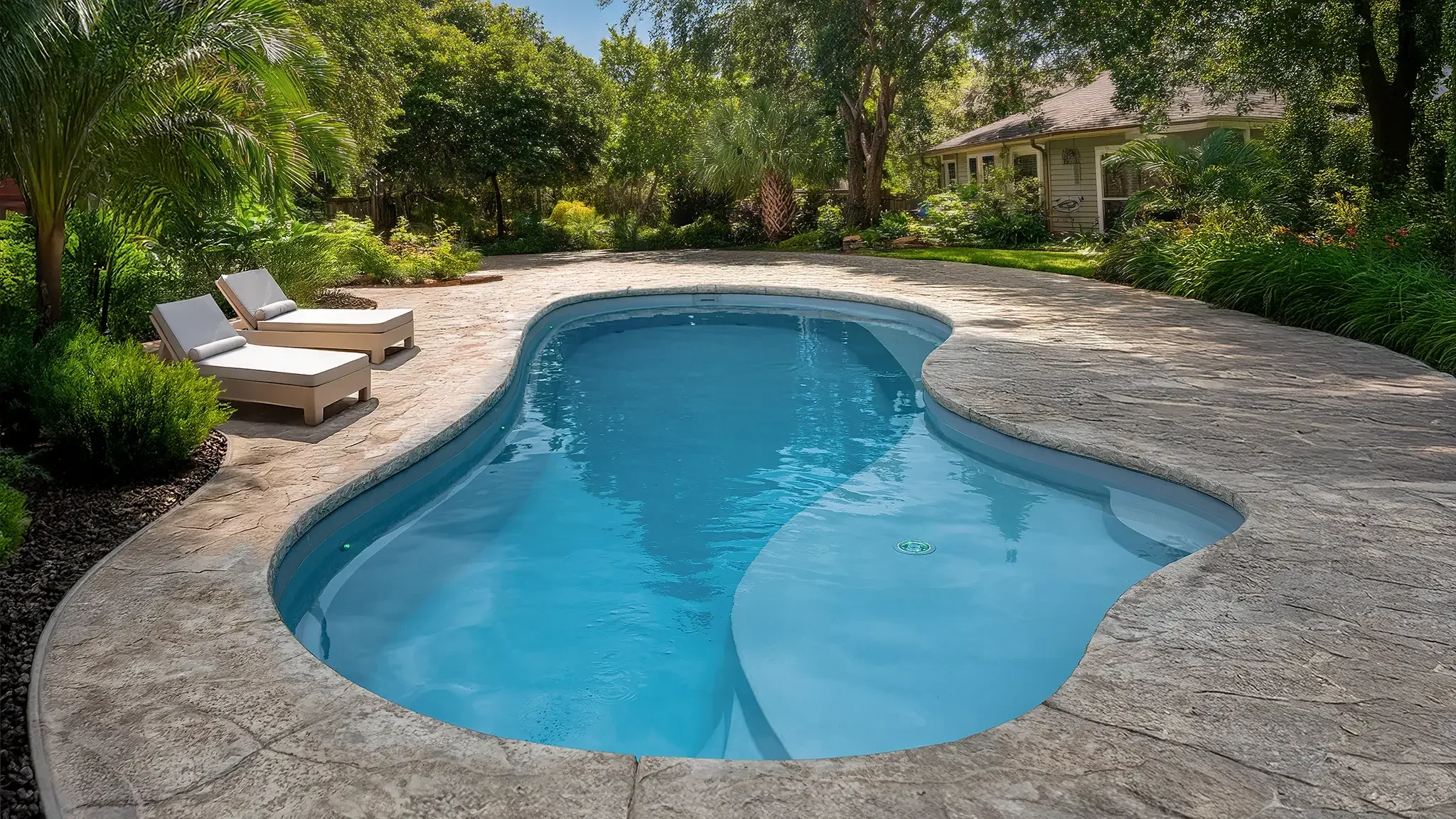Curved backyard pool